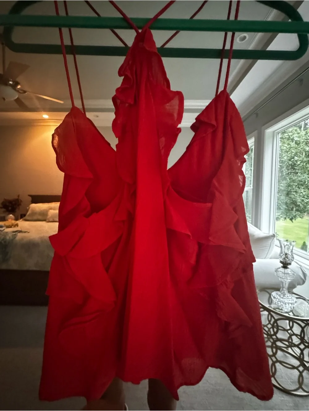 J. Crew Vibrant Red Ruffled Cami Top